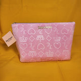 Juicy Couture Pink Velvet Crown Heart JC Monogram Makeup Cosmetic Travel Bag