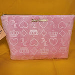 Juicy Couture Pink Velvet Crown Heart JC Monogram Makeup Cosmetic Travel Bag
