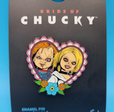 Bride of Chucky Heart Chucky and Tiffany Enamel Pin Horror Movie Halloween