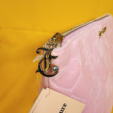 Juicy Couture Pink Velvet Crown Heart JC Monogram Makeup Cosmetic Travel Bag