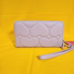 Betsey Johnson Purple Quilted Heart Love Wallet Wristlet Zip Around