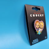 Bride of Chucky Heart Chucky and Tiffany Enamel Pin Horror Movie Halloween