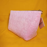 Juicy Couture Pink Velvet Crown Heart JC Monogram Makeup Cosmetic Travel Bag