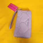 Betsey Johnson Purple Quilted Heart Love Wallet Wristlet Zip Around