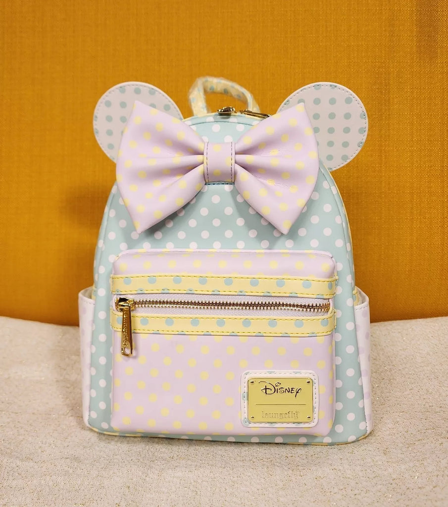 disney minnie mouse ears & bow mini backpack Minnie Mouse Pastel Polka Dot Ears Bow Mini Backpack – Get Lojos Mojo