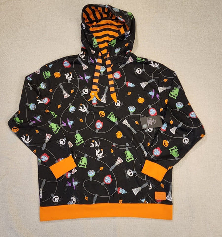 NBC Christmas Tree String Ornaments Unisex Hoodie Size Large