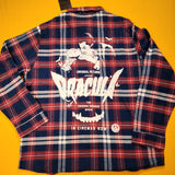 Cakeworthy Universal Monsters Dracula Flannel Blue Red Halloween Shirt 2XL