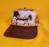 Ford Bronco Horse Embroidered Tapestry Snapback Hat Captain Rope Brown