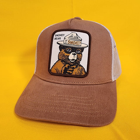 Smokey Bear Trucker Hat Snap Back Patch Brown You Can Prevent Wildfires Hat
