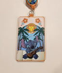 Lilo & Stitch Ukulele Guitar Stained Glass Retractable Lanyard