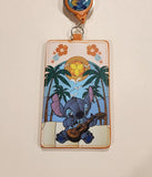 Lilo & Stitch Ukulele Guitar Stained Glass Retractable Lanyard