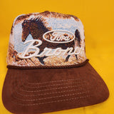 Ford Bronco Horse Embroidered Tapestry Snapback Hat Captain Rope Brown
