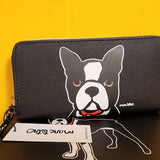 Marc Tetro Boston Terrier Dog Puppy Large Black Zip Around Wallet