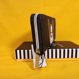Marc Tetro Boston Terrier Dog Puppy Large Black Zip Around Wallet