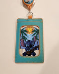 Lilo & Stitch Ukulele Guitar Stained Glass Retractable Lanyard