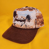 Ford Bronco Horse Embroidered Tapestry Snapback Hat Captain Rope Brown