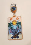 Lilo & Stitch Ukulele Guitar Stained Glass Retractable Lanyard