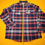 Cakeworthy Universal Monsters Dracula Flannel Blue Red Halloween Shirt 2XL