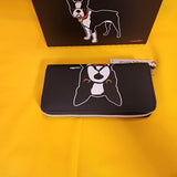 Marc Tetro Boston Terrier Dog Puppy Large Black Zip Around Wallet