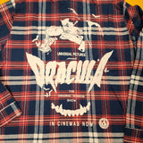 Cakeworthy Universal Monsters Dracula Flannel Blue Red Halloween Shirt 2XL