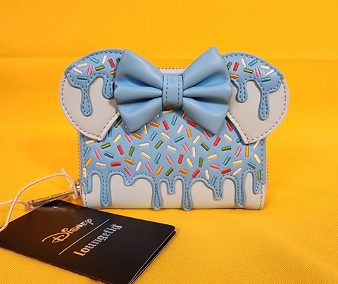Minnie Mouse Lollipop Sprinkle Ears Small Zip Wallet Blue