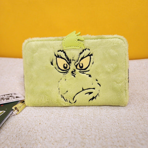 Dr. Seuss The Grinch Furry Plush Cosplay Glow Zip Around Wallet