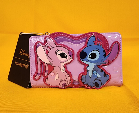 Angel and Stitch Heart Moving Valentine's Day Flap Wallet