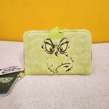 Dr. Seuss The Grinch Furry Plush Cosplay Glow Zip Around Wallet