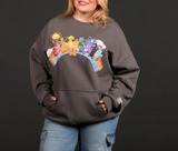 Cakeworthy Care Bears X Sesame Street Crewneck Sweatshirt Pull Over Grey M