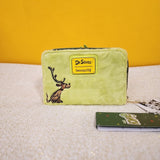 Dr. Seuss The Grinch Furry Plush Cosplay Glow Zip Around Wallet