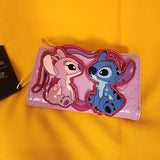 Angel and Stitch Heart Moving Valentine's Day Flap Wallet