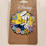 Donald Duck Peace Sign Flower Frame Enamel Pin