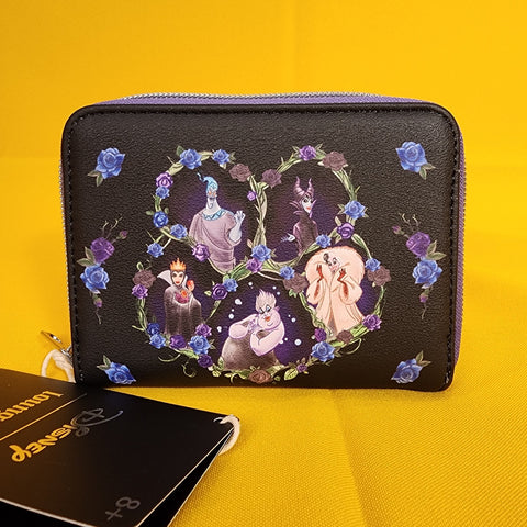 Villains Floral Icons Ursula Cruella Evil Queen Zip Wallet