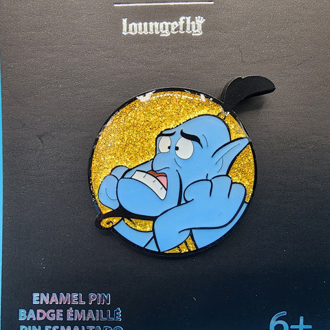 Aladdin Genie Of Lamp Sigh Expression Gold Glitter Enamel Pin