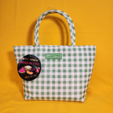 Betsey Johnson Green and White Gingham Insulated Lunch Tote Bag
