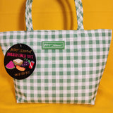 Betsey Johnson Green and White Gingham Insulated Lunch Tote Bag