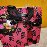 Betsey Johnson Skull Bones Pink Zip Top Insulated Lunch Tote