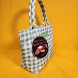 Betsey Johnson Green and White Gingham Insulated Lunch Tote Bag