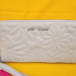 Betsey Johnson Blue Quilted Daisy Flower Spring Wallet Wristlet Zip Around
