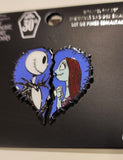 Nightmare Before Christmas Jack And Sally Heart Halves Pin Set