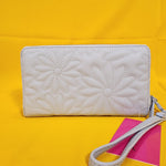 Betsey Johnson Blue Quilted Daisy Flower Spring Wallet Wristlet Zip Around