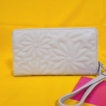 Betsey Johnson Blue Quilted Daisy Flower Spring Wallet Wristlet Zip Around