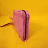 Betsey Johnson Pink Quilted Heart Love Wallet Wristlet Zip Around
