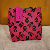 Betsey Johnson Skull Bones Pink Zip Top Insulated Lunch Tote