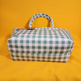 Betsey Johnson Green and White Gingham Insulated Lunch Tote Bag