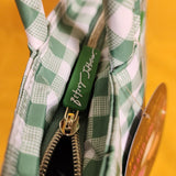 Betsey Johnson Green and White Gingham Insulated Lunch Tote Bag