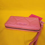 Betsey Johnson Pink Quilted Heart Love Wallet Wristlet Zip Around