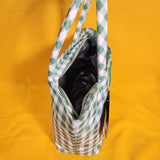 Betsey Johnson Green and White Gingham Insulated Lunch Tote Bag