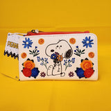 Loungefly Peanuts Snoopy Floral Embroidered Flower Flap Wallet NEW