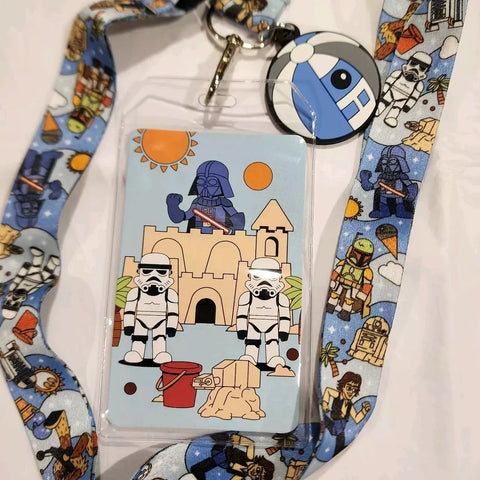 Loungefly Disney Star Wars Beach Day Stormtroopers Vader Sand Castle ID Lanyard